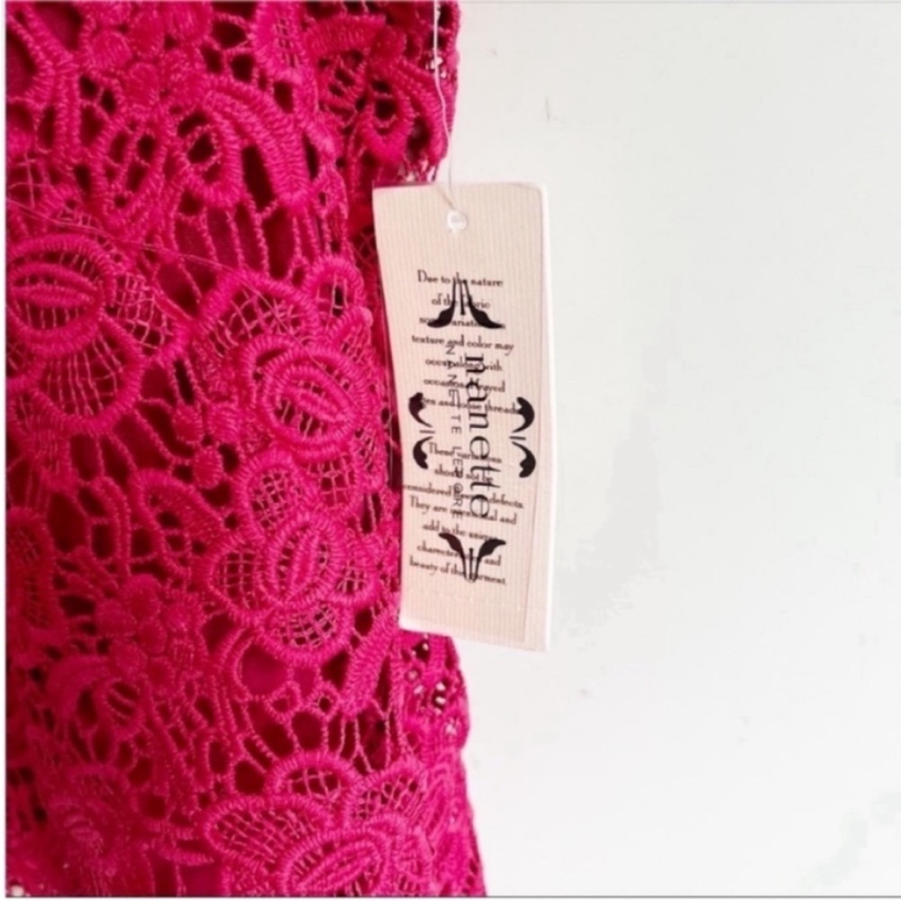 Nanette Nanette Lepore shirt pink mock neck floral lace sleeveless - Picture 5 of 9